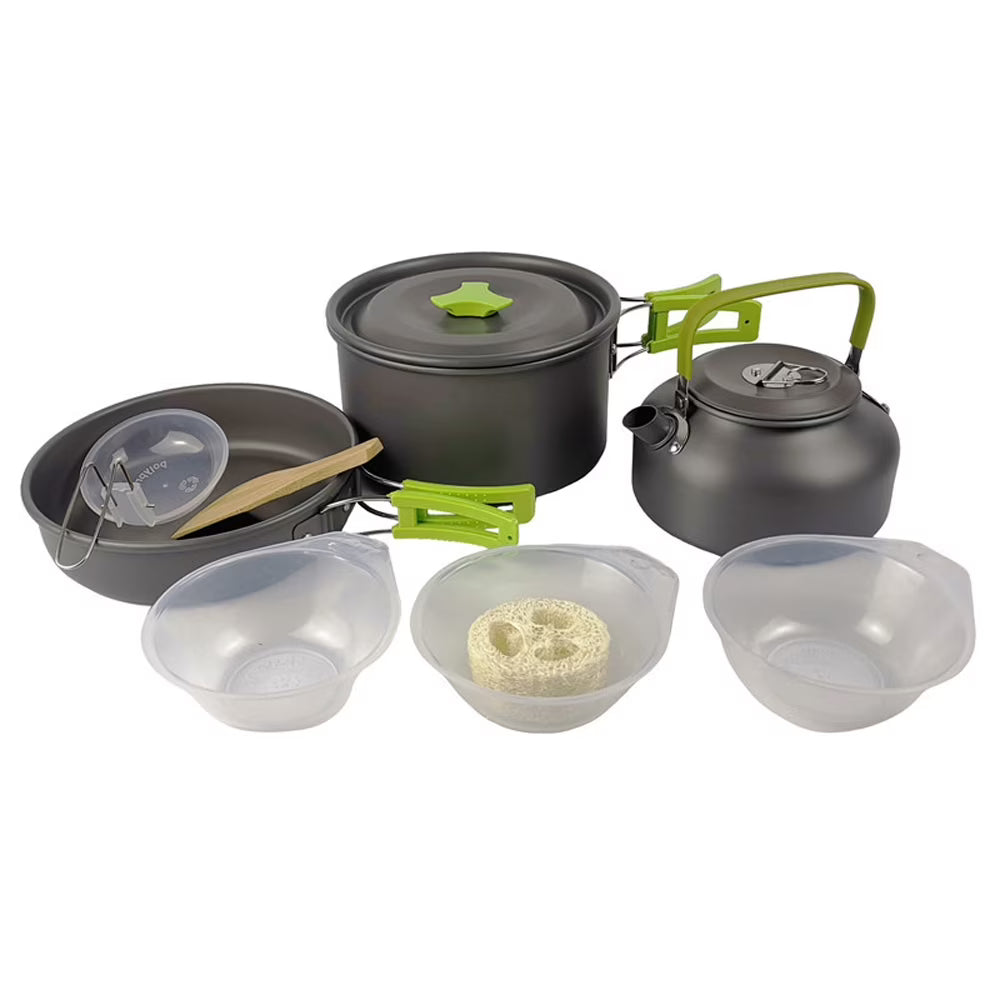 Camping Hiking Cookware Set, Portable Picnic Cookware Kit, Alumina Pot Frying Pan Set O97668