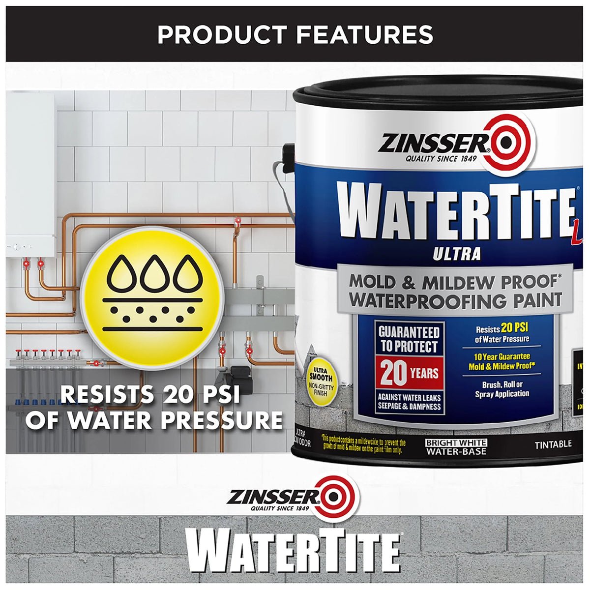 White Waterproofing Paint, 1 gallon, 2 Pack G839