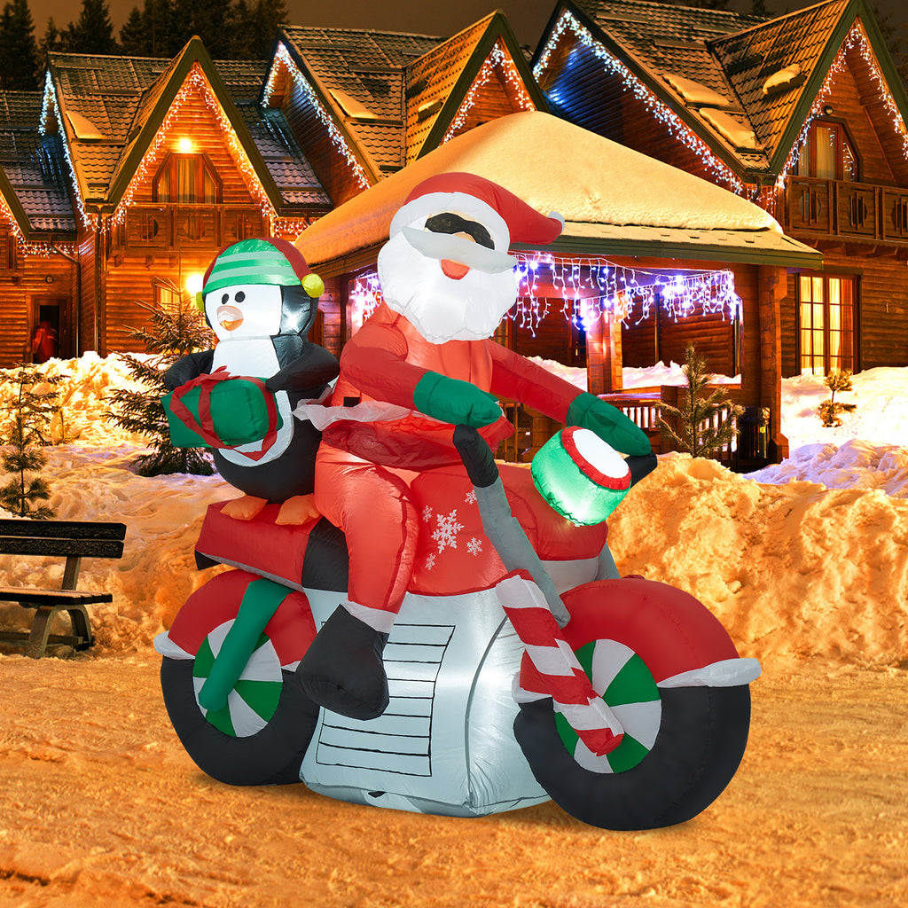 Christmas Inflatable Santa Claus Penguin on Motorcycle M9755