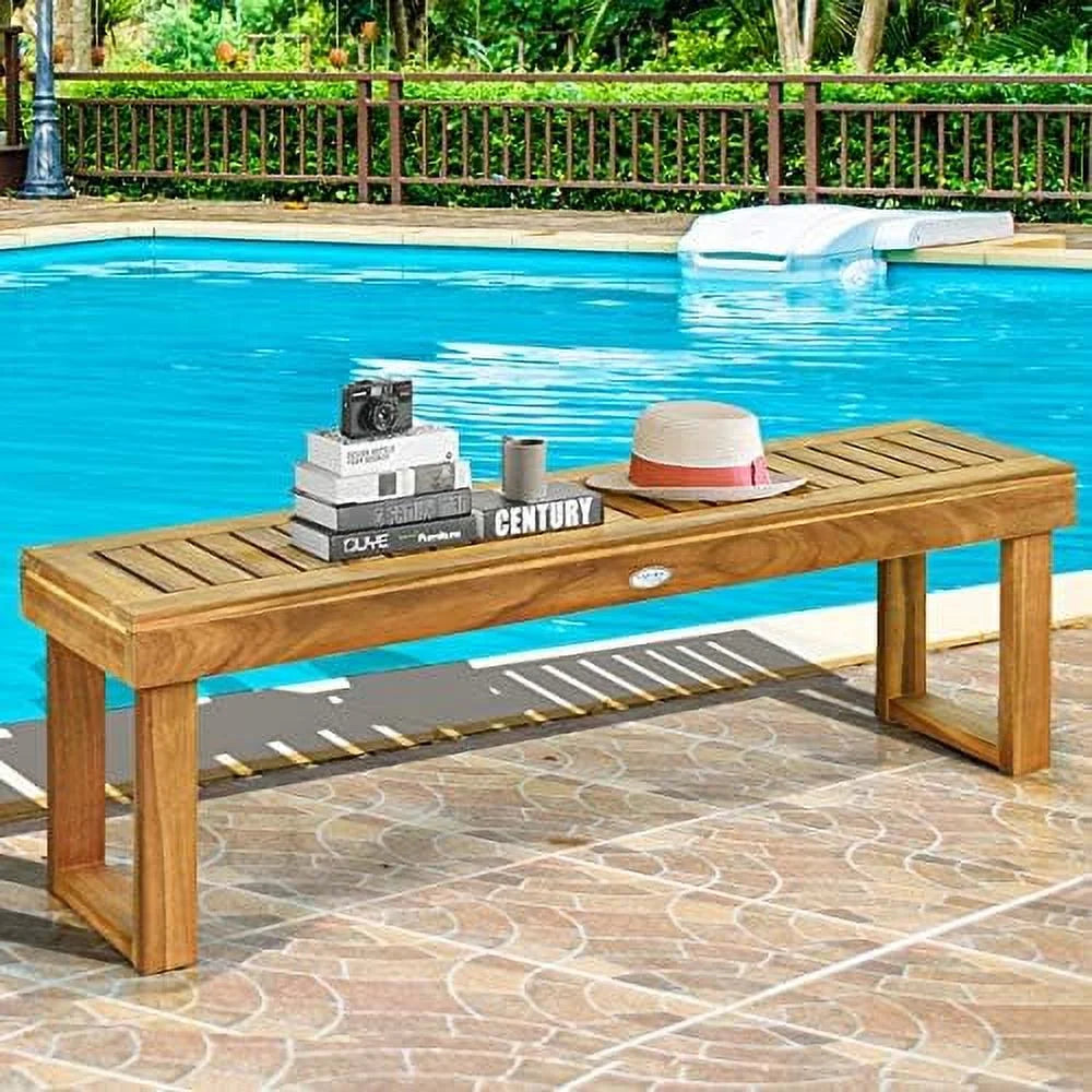 52 Inches Acacia Wood Backless Patio Bench Z3995
