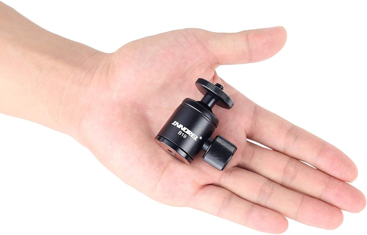 Mini Tripod Ball Head Metal Ballhead 360° Pan 90° Tilt with 3/8 to 1/4 Adapter CNC Ballheads, Max Load 6.61 lb T409