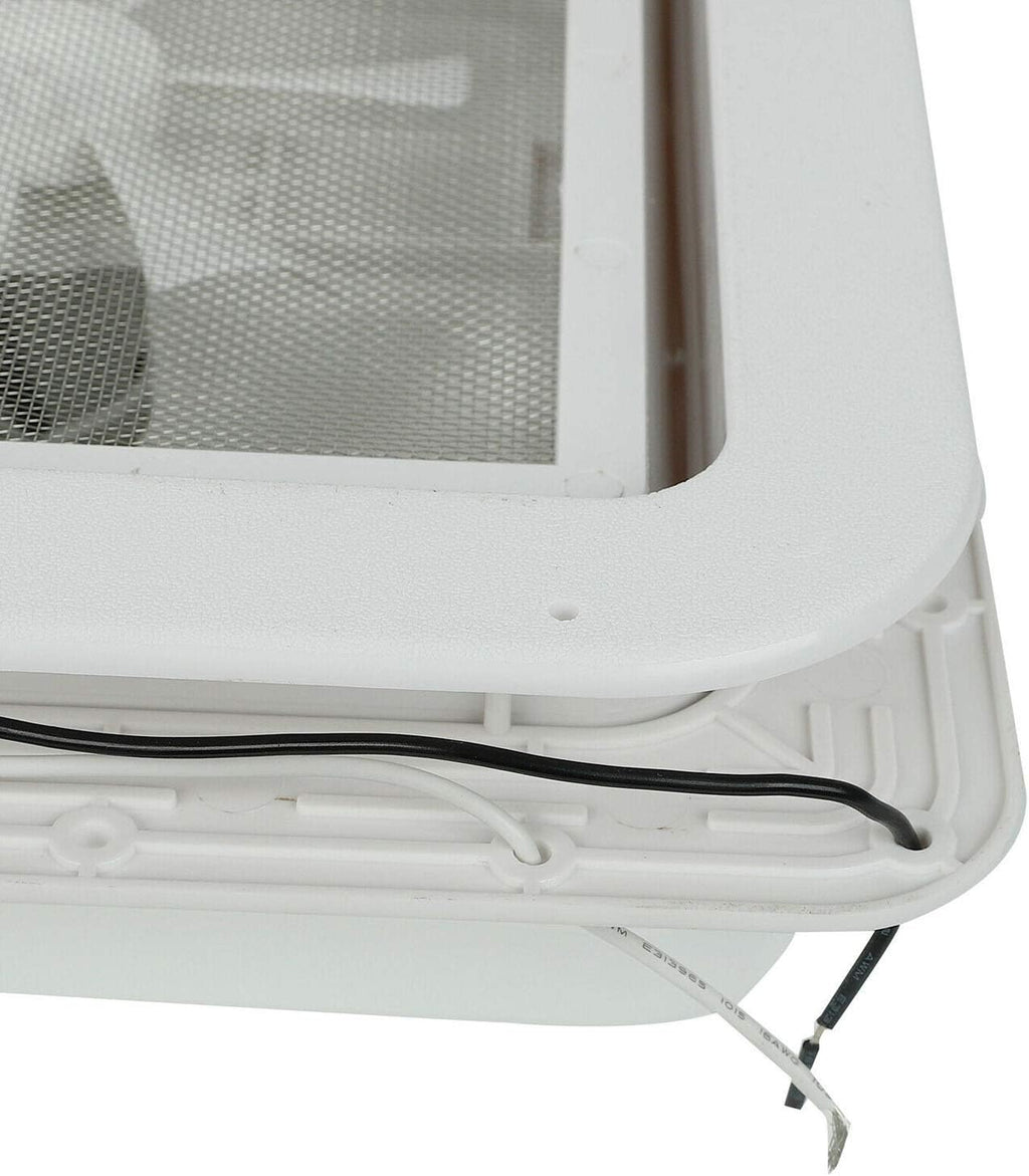 14 RV Roof Vent Cover Kit White Lid with 12V RV Vent Fan 6 Blades Z37187