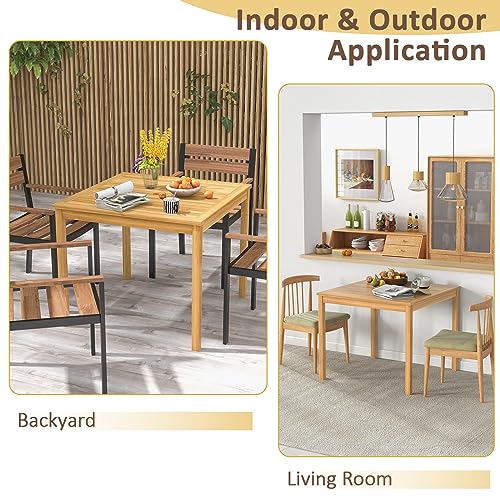 Square Acacia Wood Outdoor Dining Table with Umbrella Hole N737