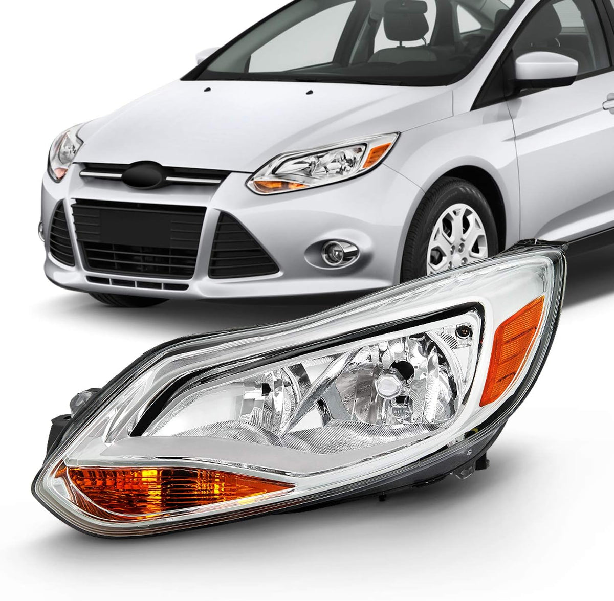 Chrome Trim Halogen Headlights Pair K173