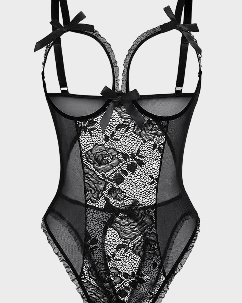 Crotchless Lace Mini Bodysuit E7856
