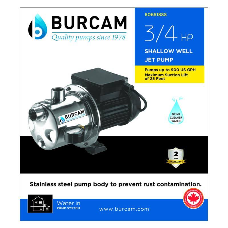 3/4 HP Stainless Steel Shallow Well Jet Pump Z11527