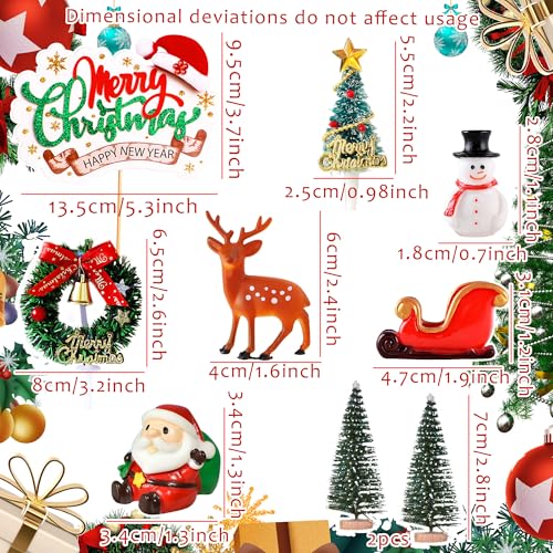 8 Pack Santa Claus Snowman Deer Christmas Tree Cake Toppers K335042