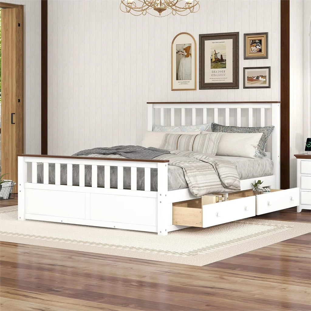 Queen Size Storage Platform Bed with 2 Drawers V946