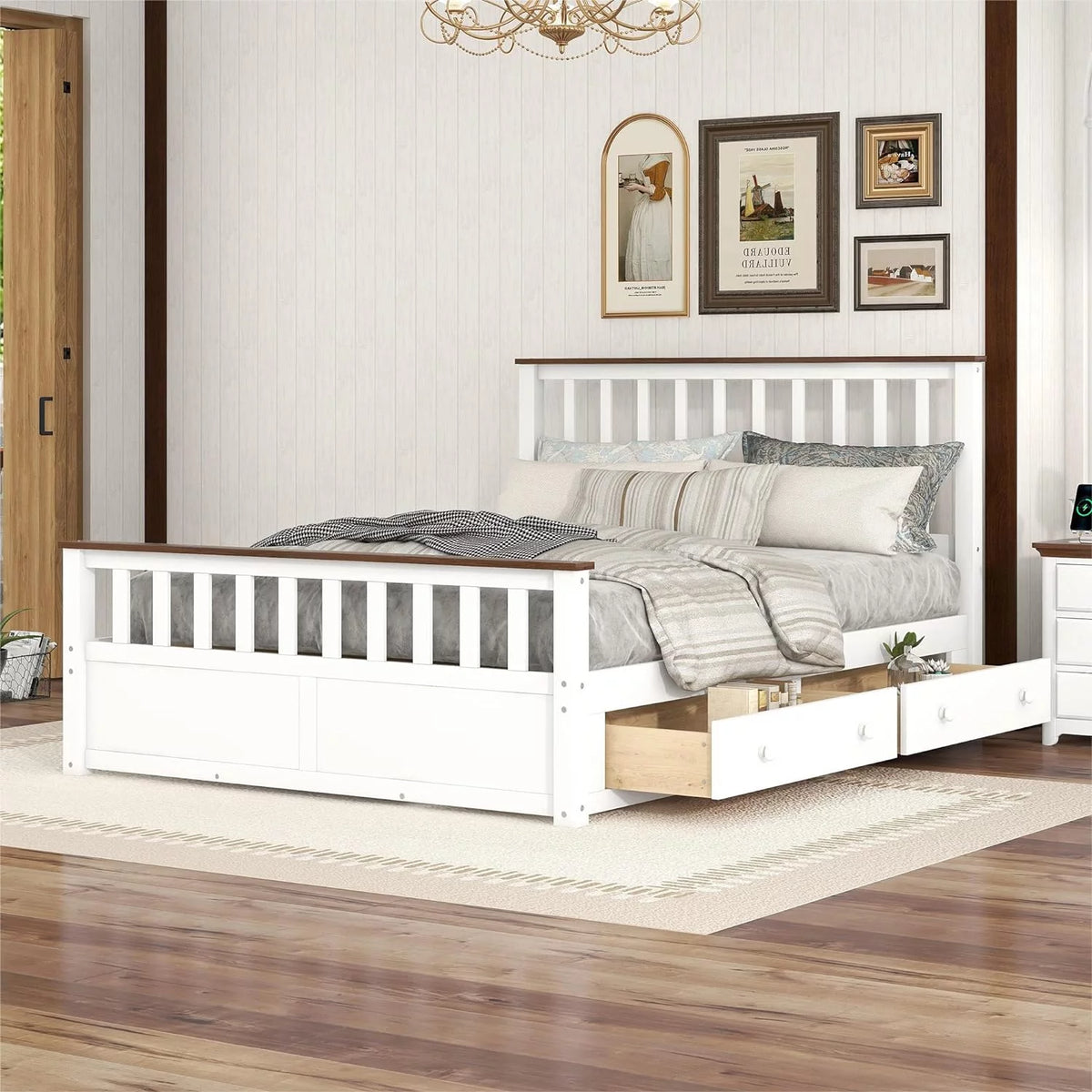 Queen Size Storage Platform Bed with 2 Drawers V946