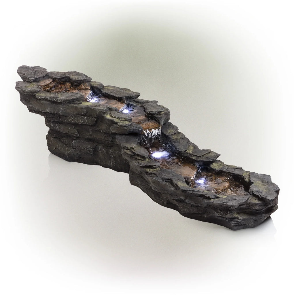 76" Outdoor Tiering Water Fountain with LED Lights Q510