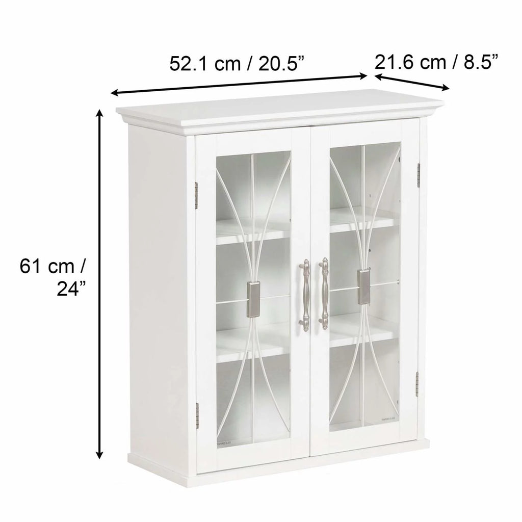 Wooden Wall Cabinet with 2 Doors White O69802