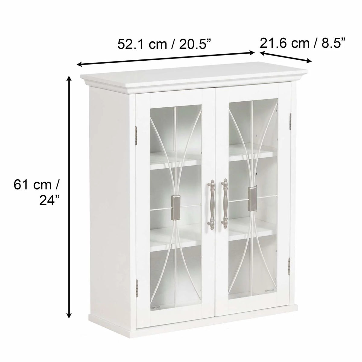 Wooden Wall Cabinet with 2 Doors White O69802