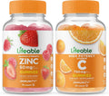 Zinc 50mg Vitamin C 750mg Gummies Bundle Chewable Gluten Free Vitamin Supplement S9075