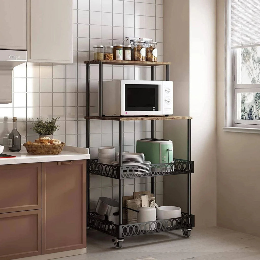4-Tier Kitchen Bakers Rack with Wheels X128579