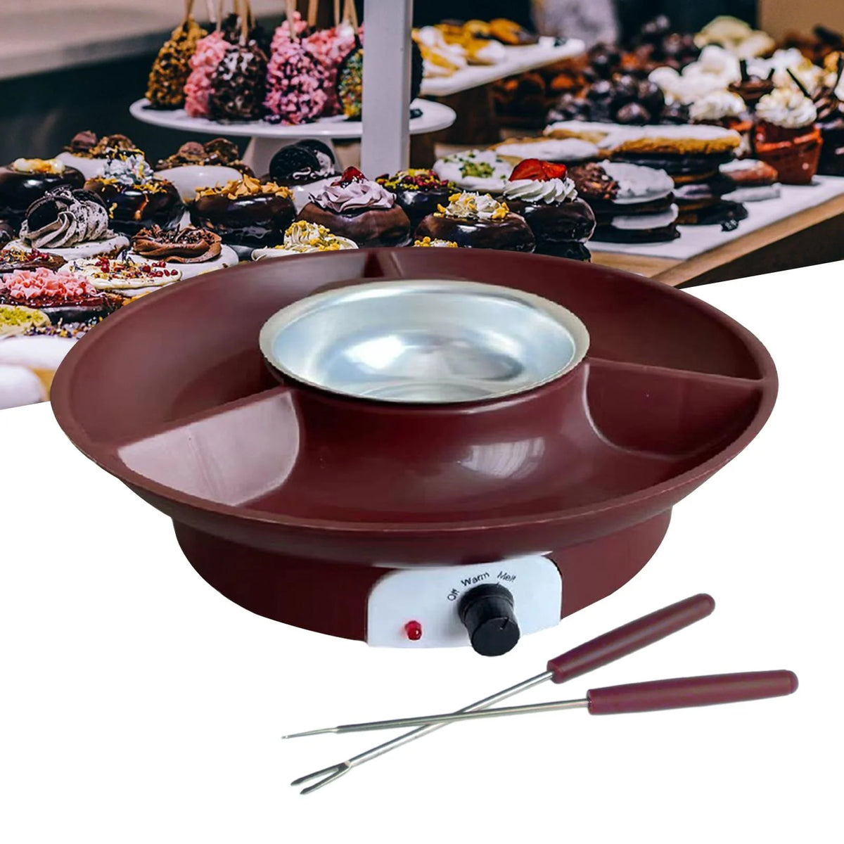 Electric Fondue Pot Set with Temperature Control S8213