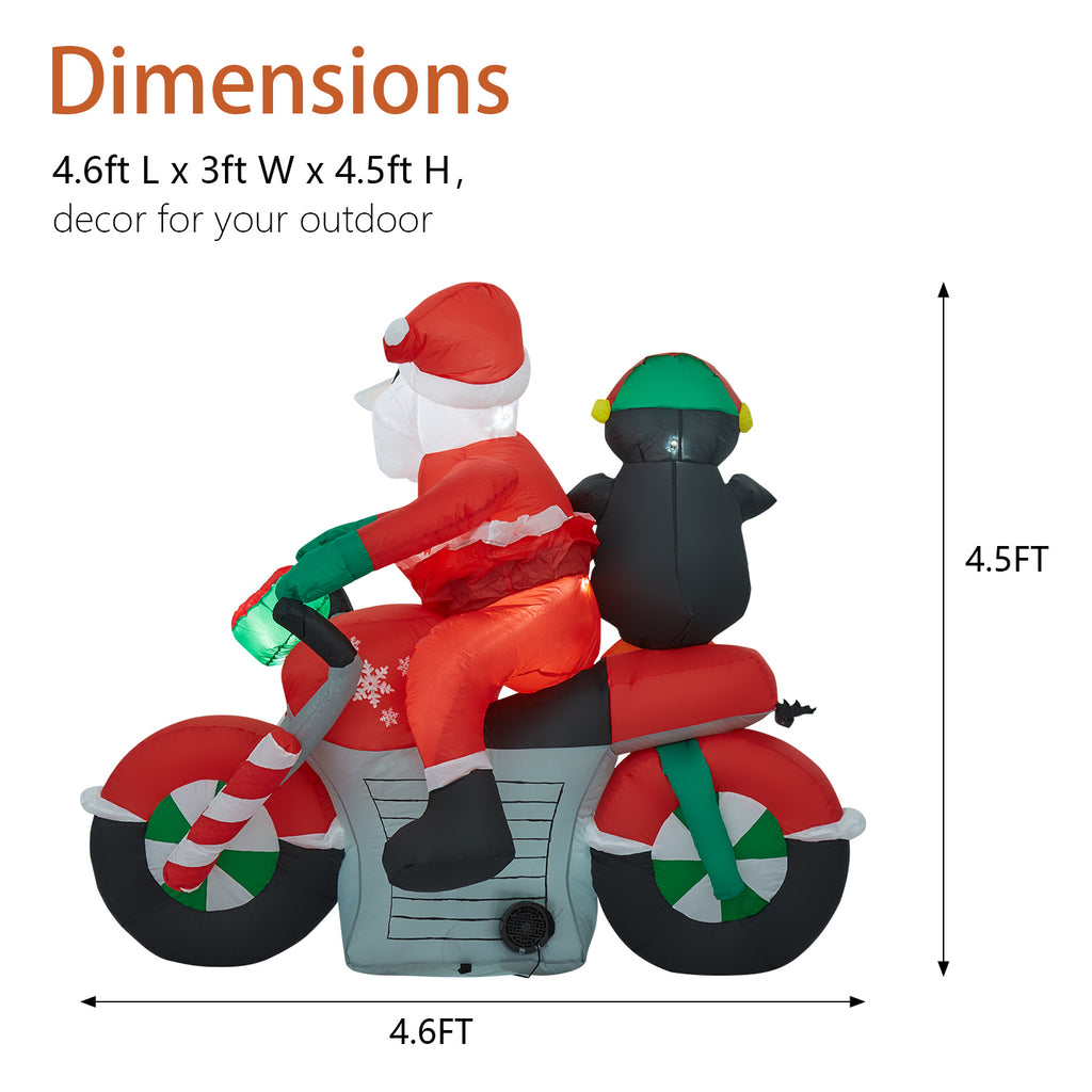 Christmas Inflatable Santa Claus Penguin on Motorcycle M9755