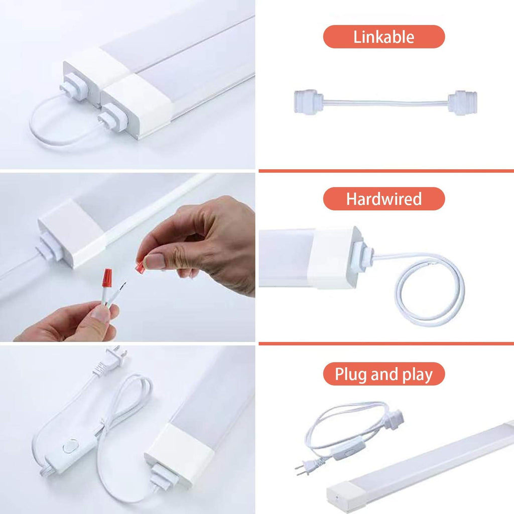 2FT 18W 5000K Waterproof LED Tube Light with Switch Cord X4378