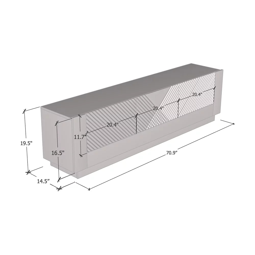 71" High Gloss TV Stand with Storage Cabinets F835