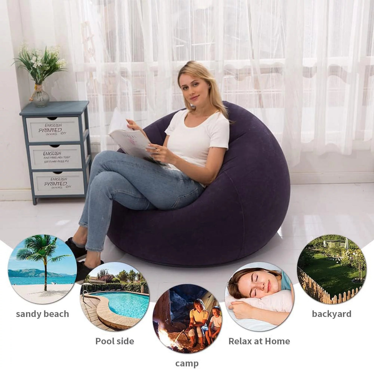 Inflatable Deck Chair with Air Pump A10613