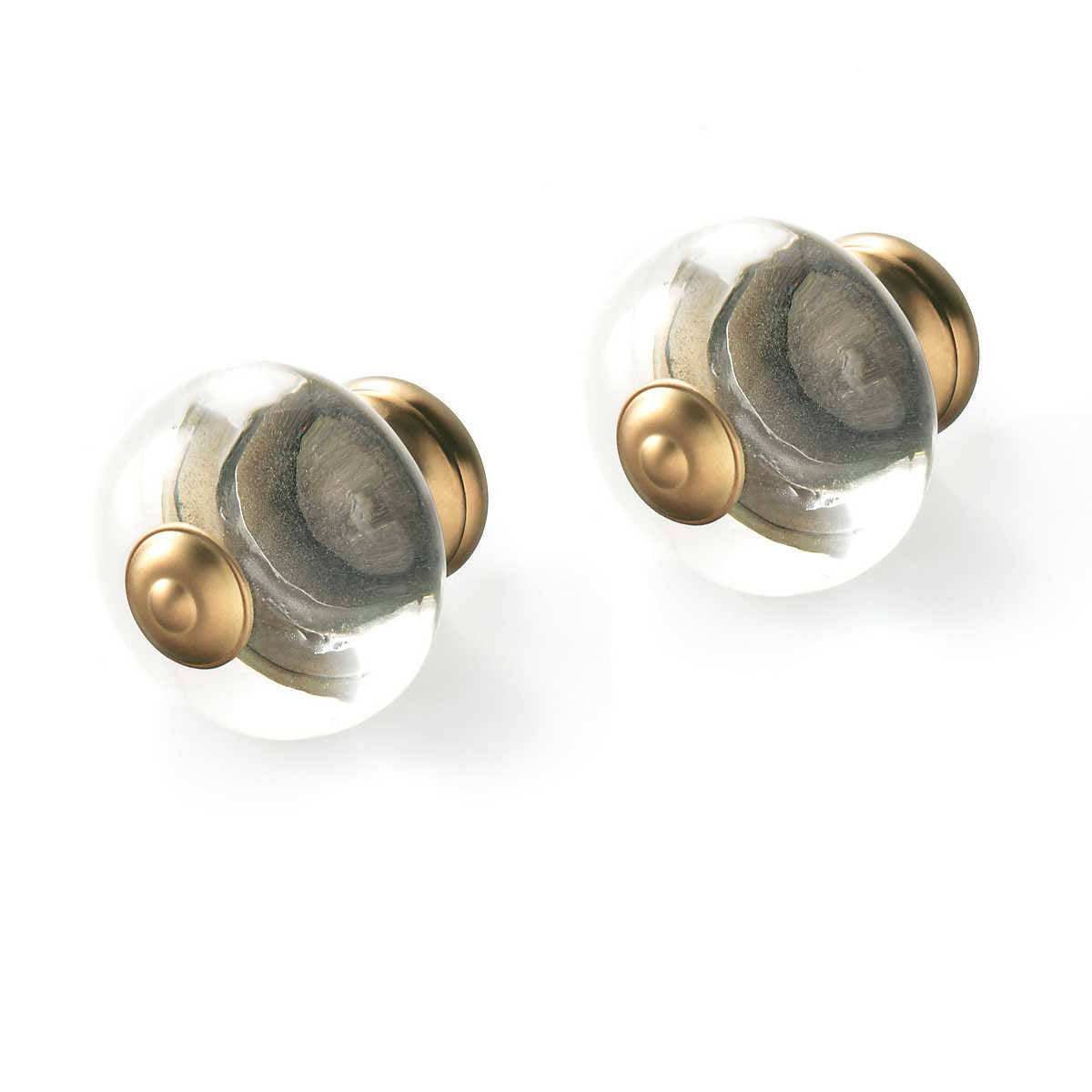 Glass Knob Satin Brass Finials Set of 2 K694