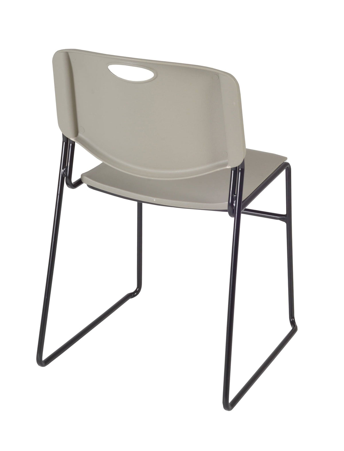 Beige Square Breakroom Table with 4 Grey Stack Chairs Q2681