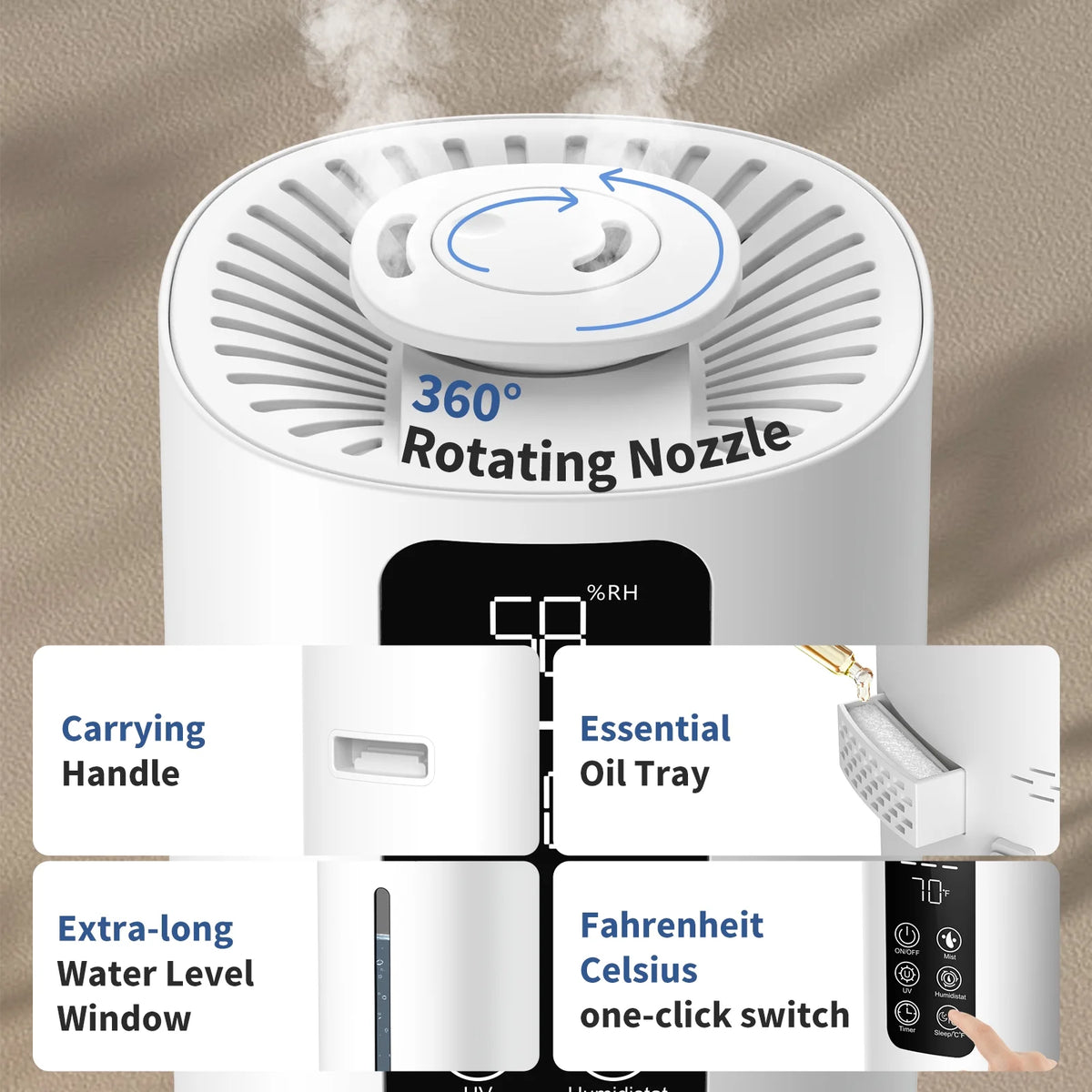 8L Top Fill Ultrasonic Floor Humidifier T967571