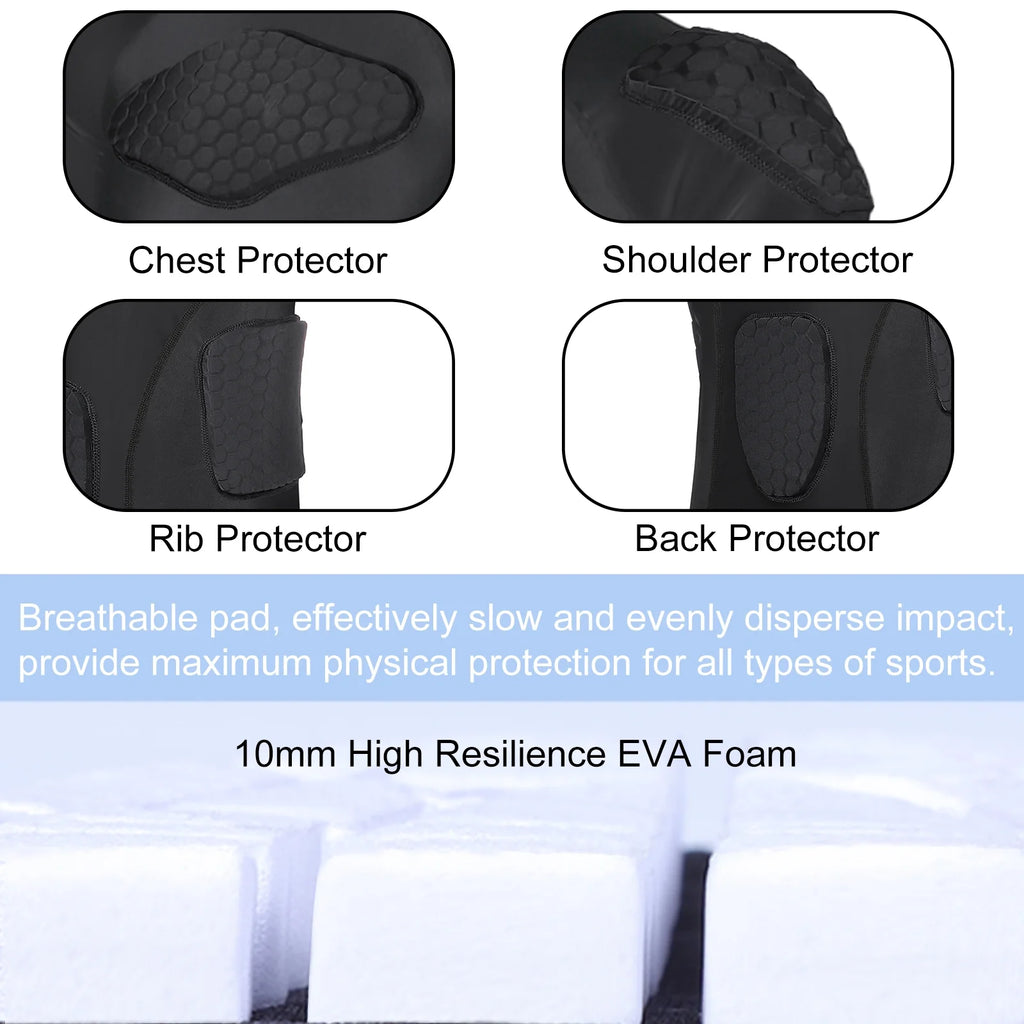 Men Padded Compression Football Shirt Chest Protector Size L H2167