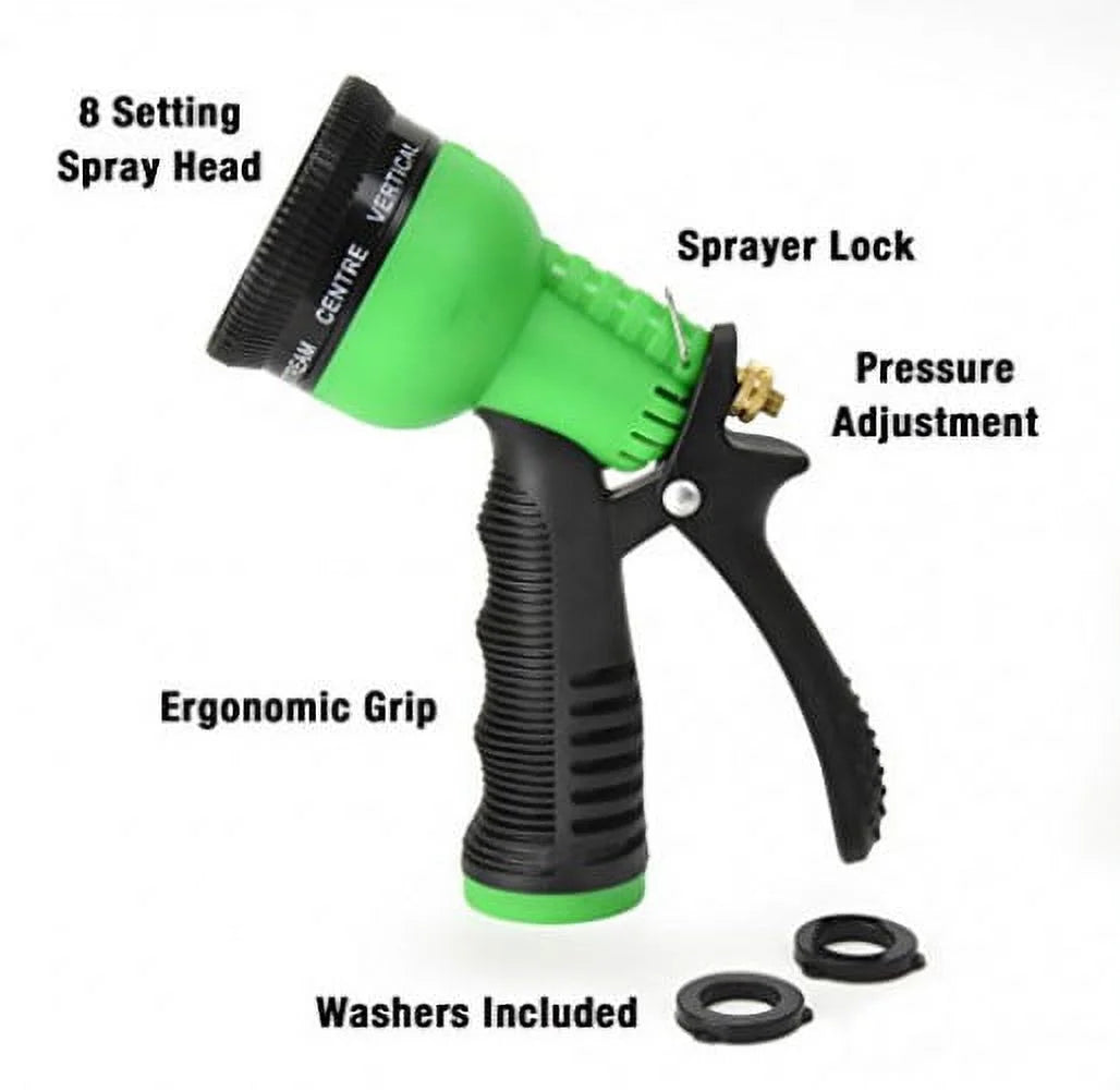 25 Feet Expandable Garden Hose with Brass End and 8 Function Spray Nozzle U61958