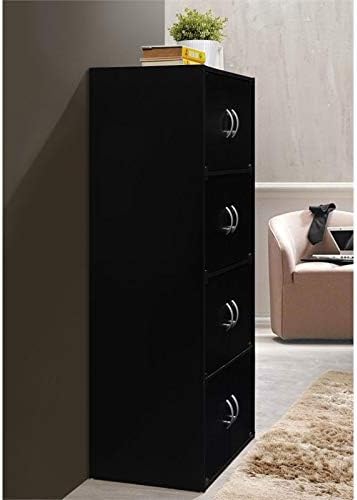 4 Shelf 8 Door Bookcase in Black K2501