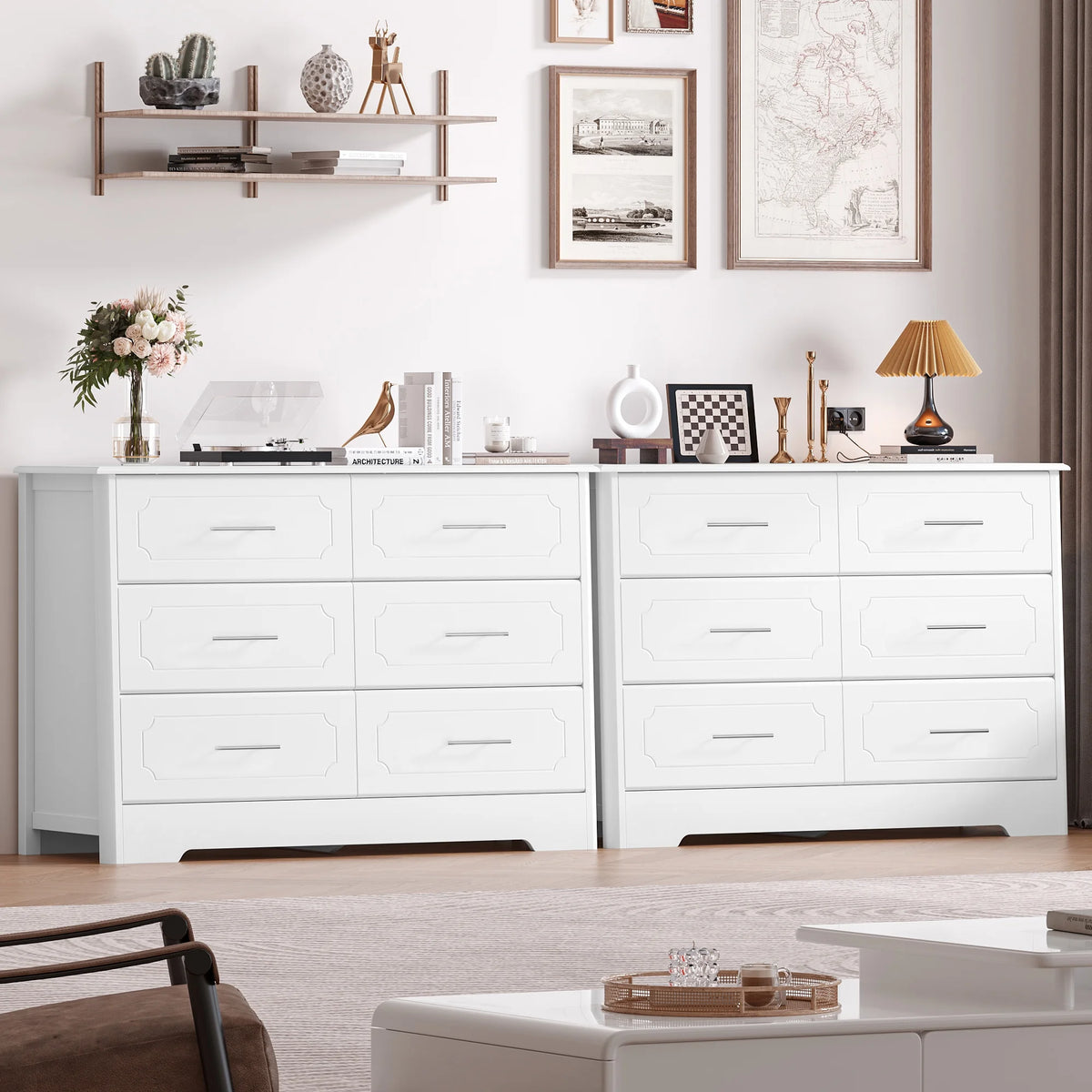 White 6 Drawer Double Dresser Z86810