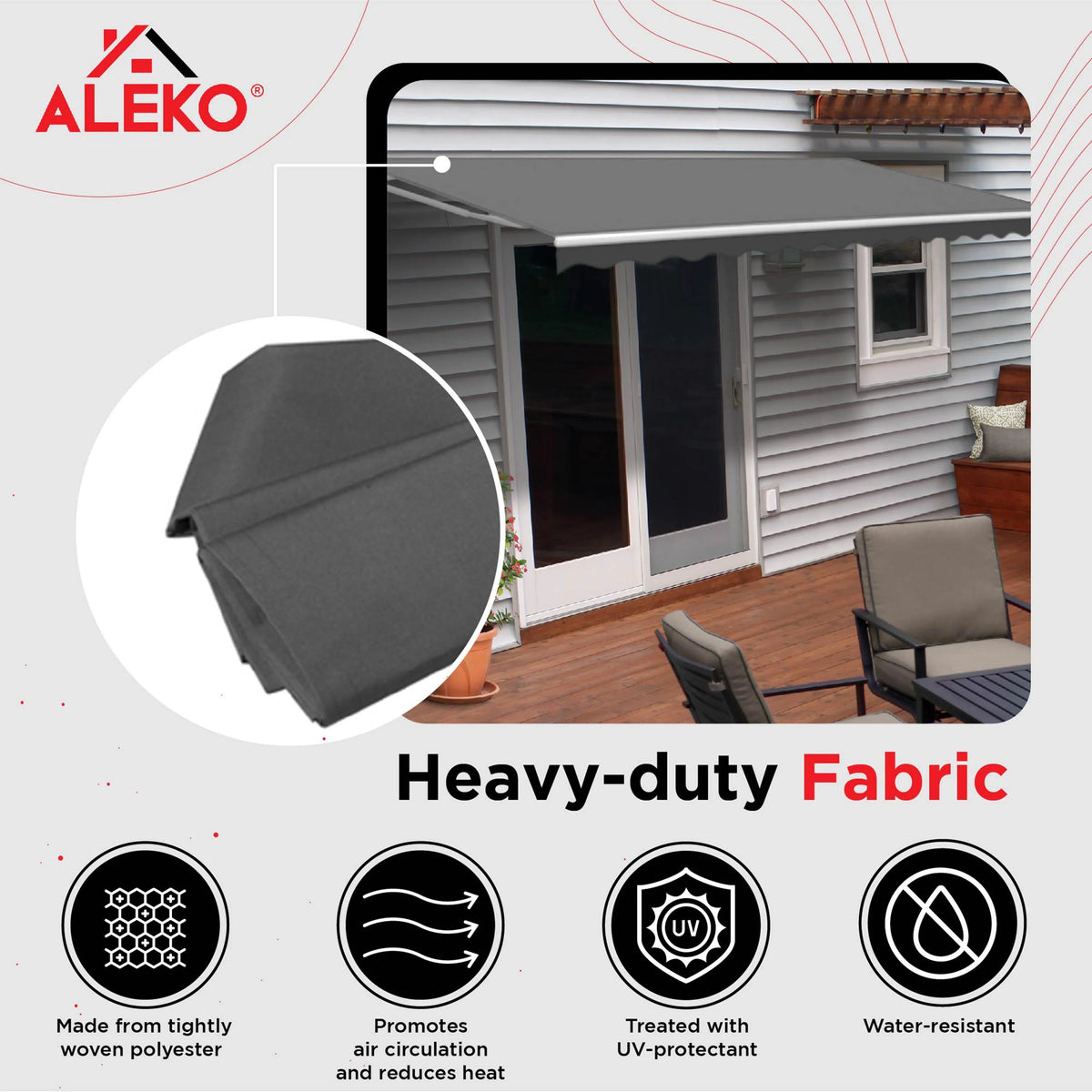 Retractable Patio 13' x 10' Awning Canopy, Gray F451
