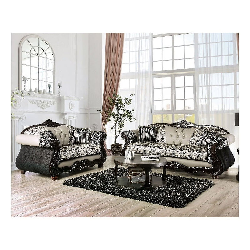 Black and Gray Chenille Upholstered 2-Piece Sofa Set R49882