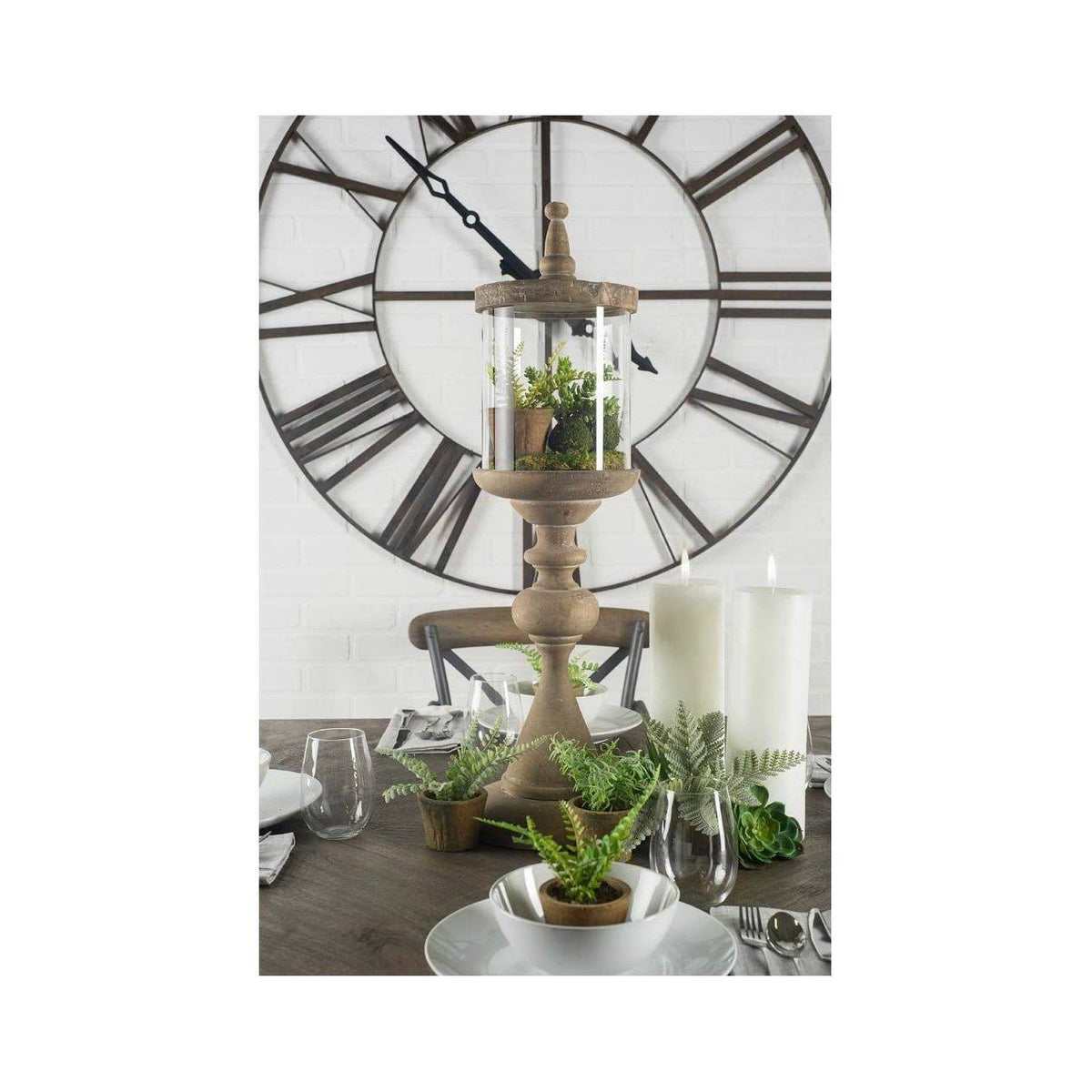 Beige Wood Candle Holder N764214