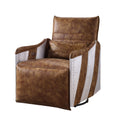 2-Tone Mocha Top Grain Leather & Aluminum Power Recliner V12852
