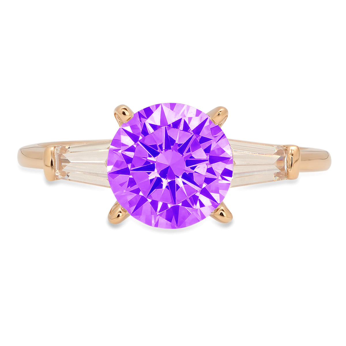 18k Yellow Gold Amethyst Three-Stone Ring L334289
