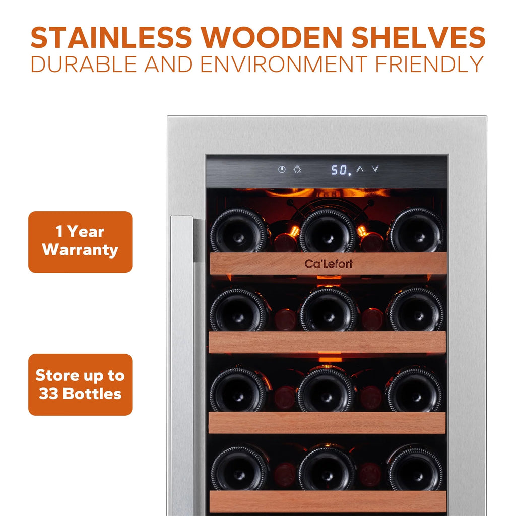 30 inch 66 Bottle Dual Zone Stainless Steel Wine Cooler Refrigerator Y998