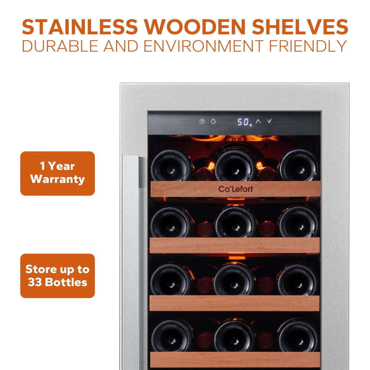30 inch 66 Bottle Dual Zone Stainless Steel Wine Cooler Refrigerator Y998