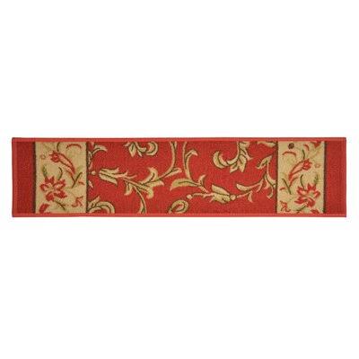 Red Floral Rectangle Stair Tread Y7119