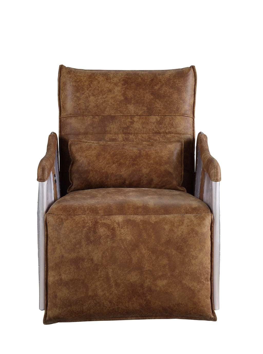 2-Tone Mocha Top Grain Leather & Aluminum Power Recliner V12852