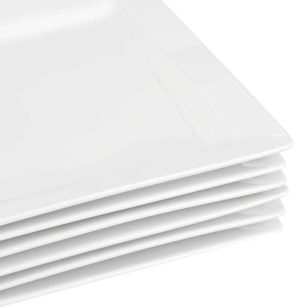 White Porcelain Dinner Plates, Set of 6 I64971