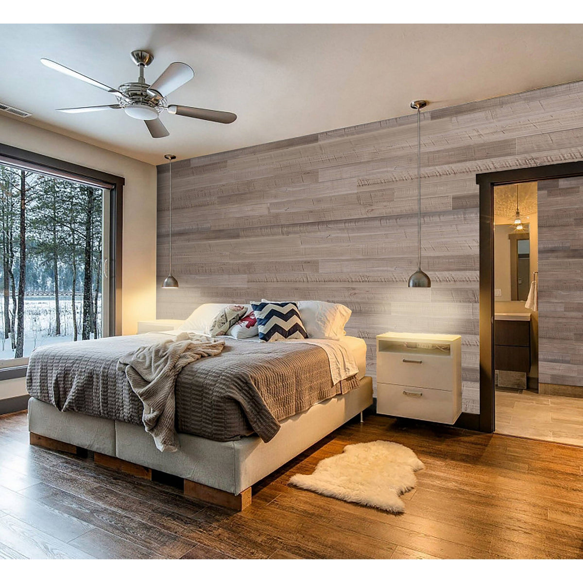 Reclaimed Peel & Stick Solid Wood Wall Paneling M494395