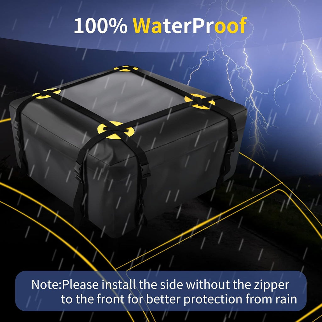 Car Roof Bag Waterproof Rooftop Cargo Carrier with Anti-Slip Mat and 6 Heavy-Duty Straps (15 Cubic Feet) J9305