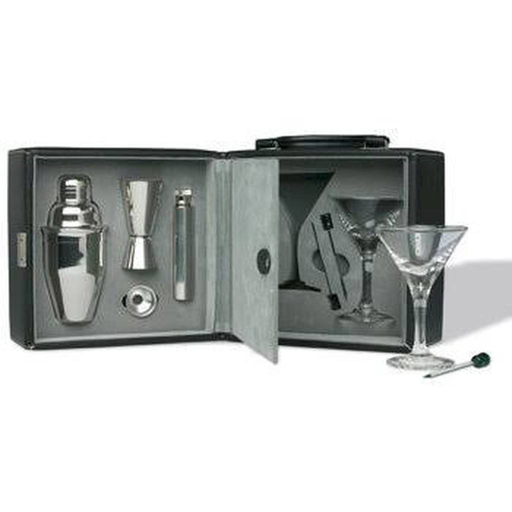 Black and Blue Martini Bar Set with Case V302
