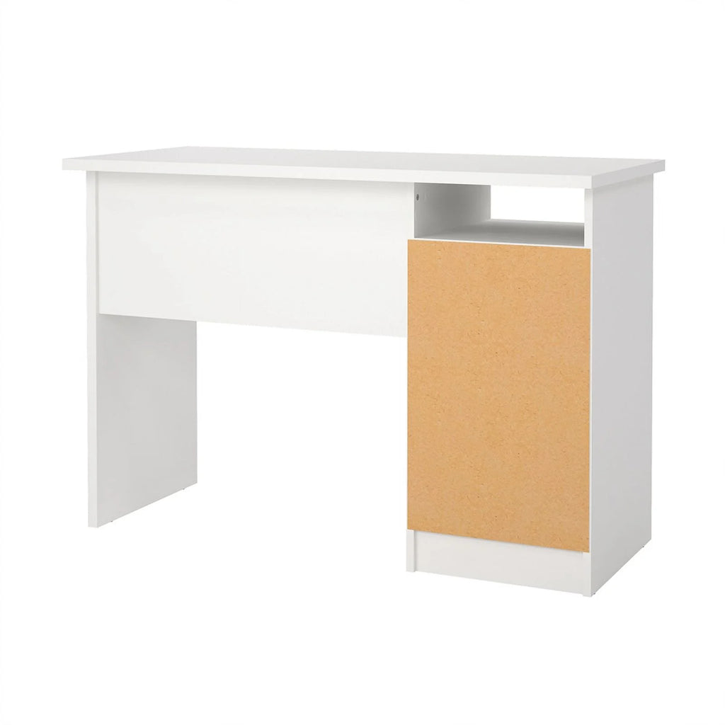 White Writing Desk with 3 Storage Drawers and Open Shelf B7683