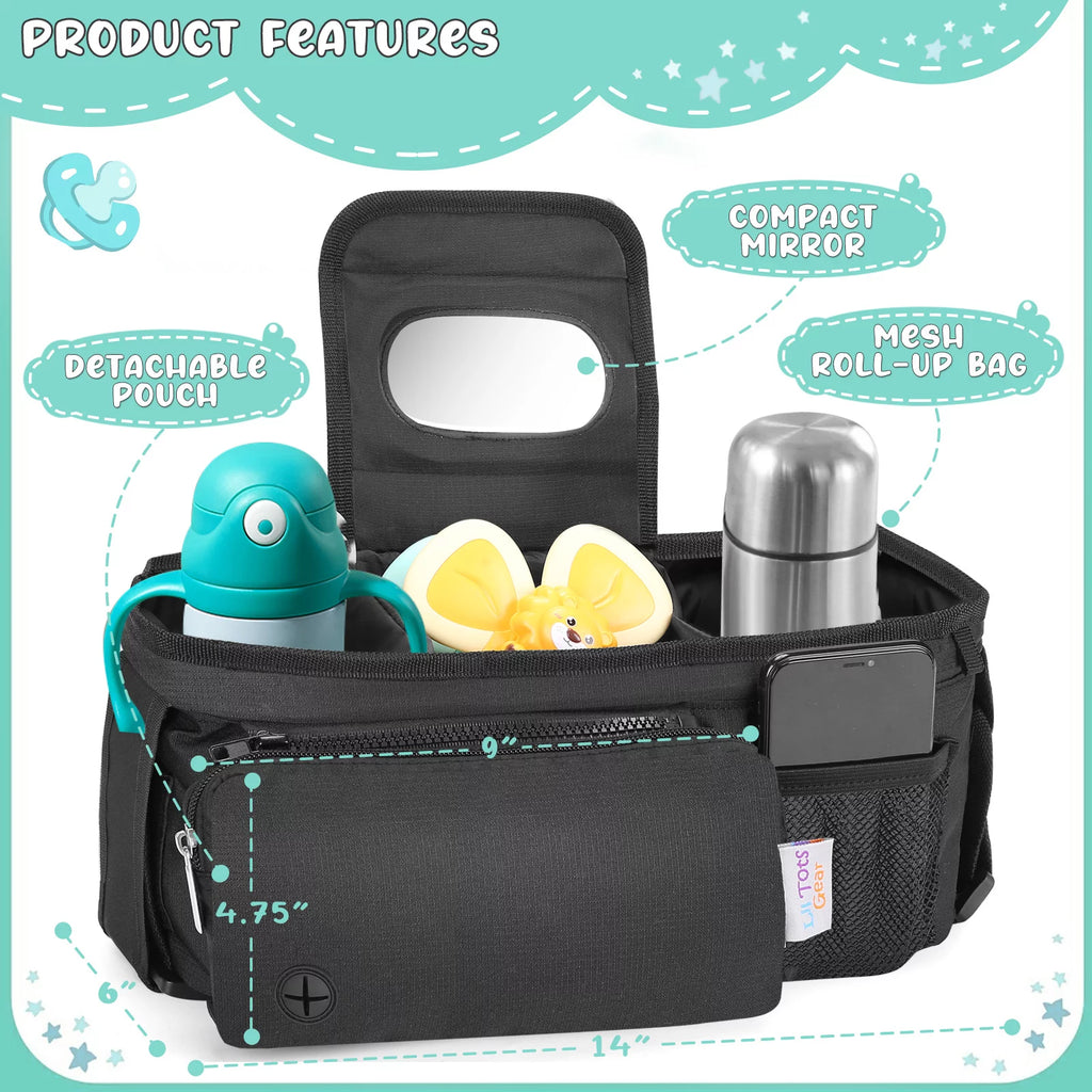 Universal Baby Organizer Insulated Cup Holder Stroller Caddy T153368