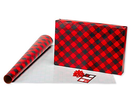 Red and Black Christmas Wrapping Paper Set with Cut Lines B198883
