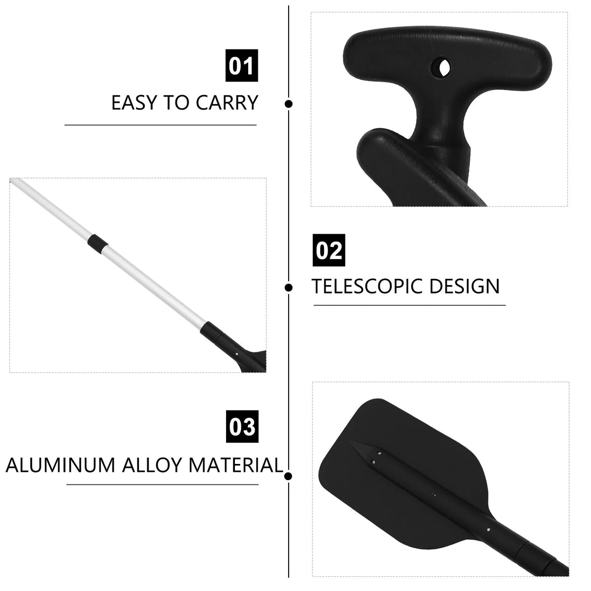 2pcs Adjustable Retractable Kayak Paddle Aluminum Alloy Oar L250474