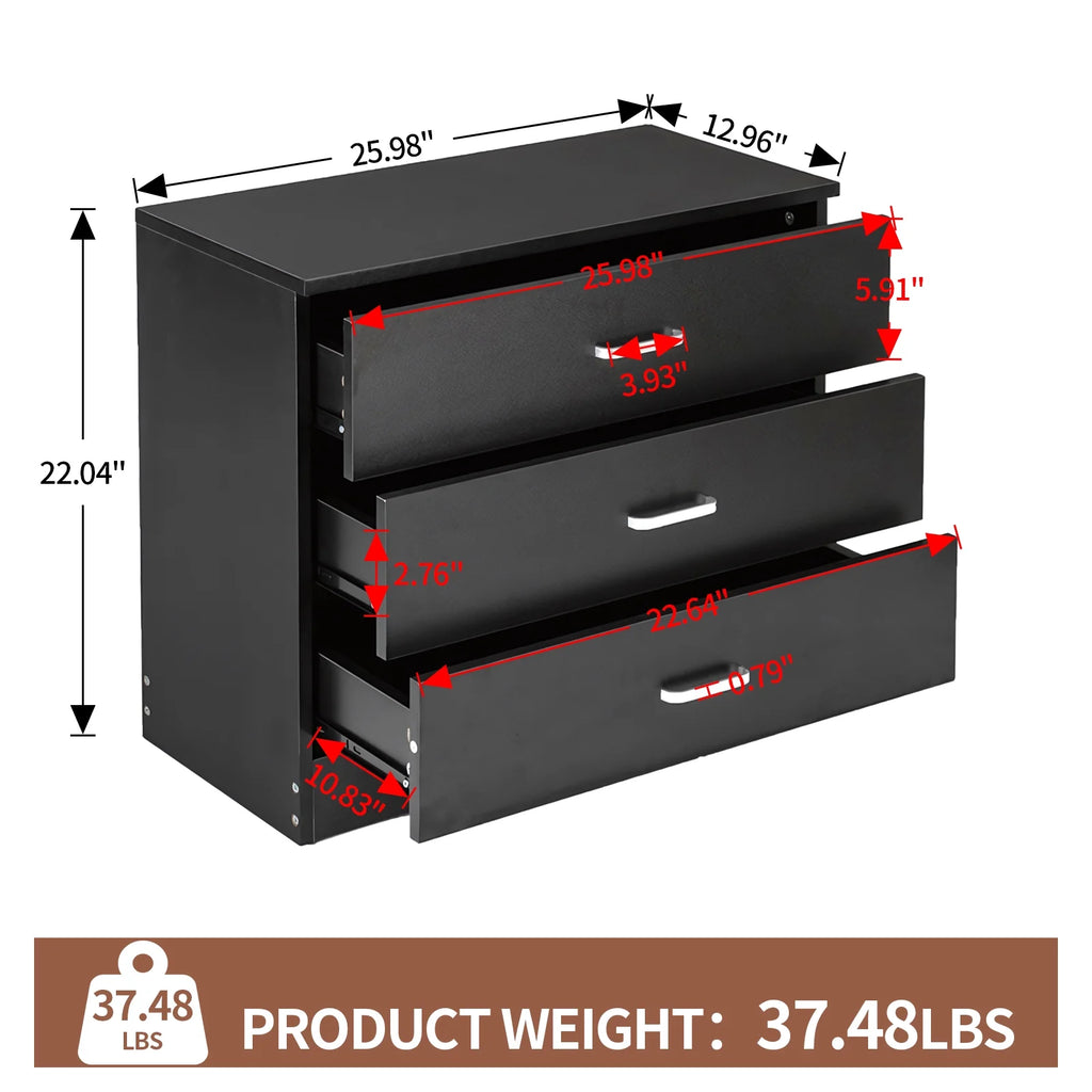 Black Wooden Storage Chest of Drawers Q595