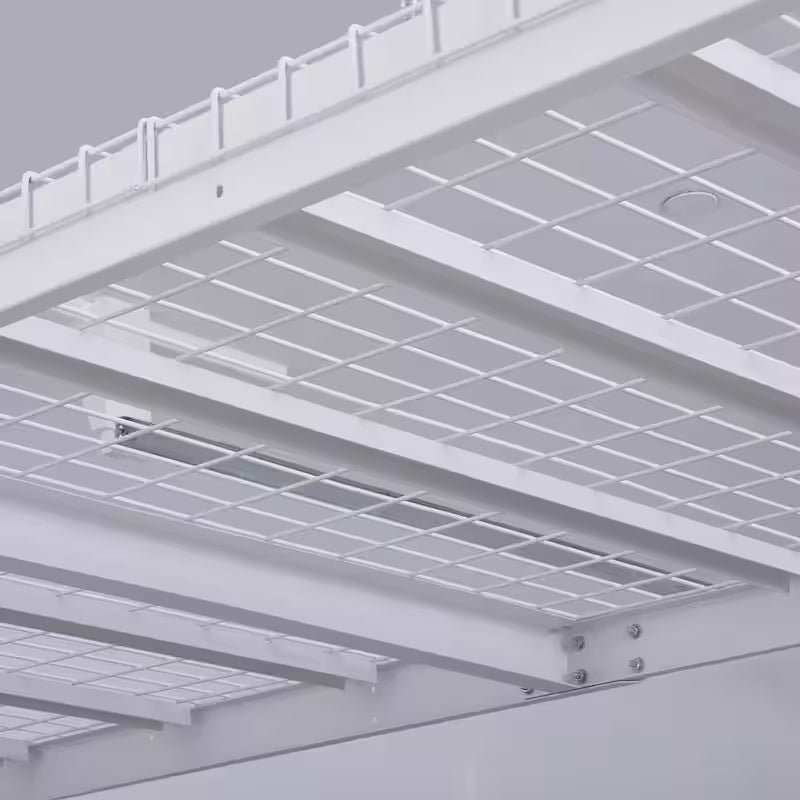 Adjustable Height White Overhead Ceiling Storage Rack U37679
