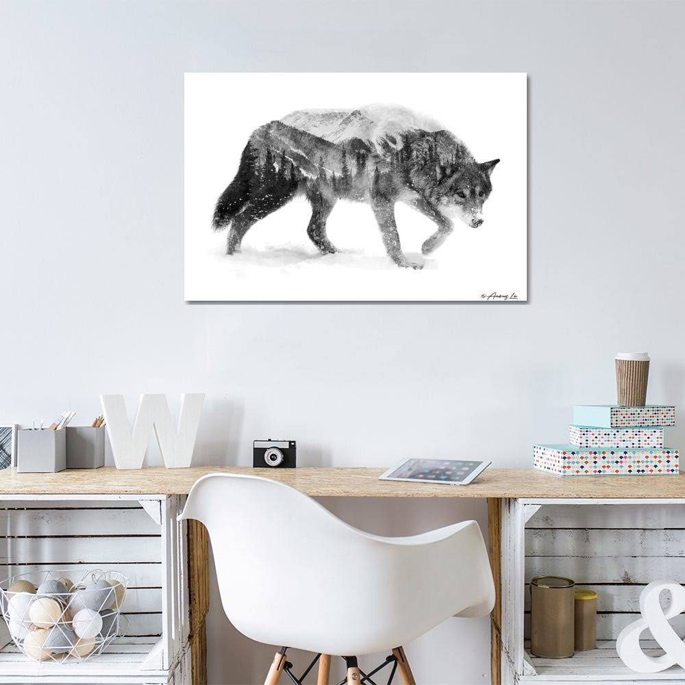 Black & White Wolf Canvas Art N422